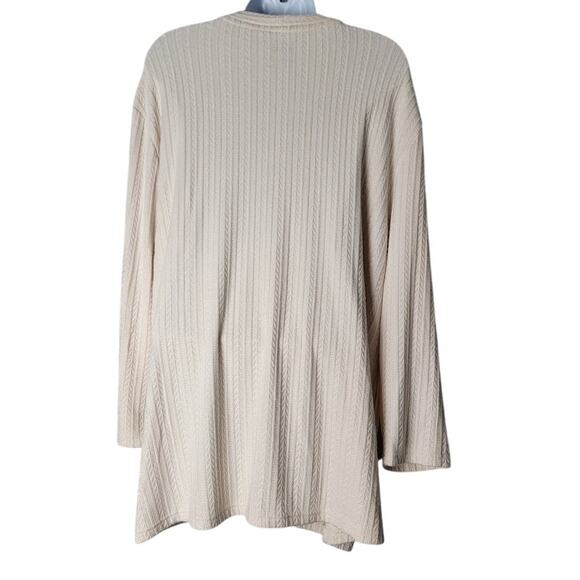 Muk Luks P1X Cream Textured Knit Cardigan Sweater Button Front Cozy Fall Layers - Picture 2 of 9